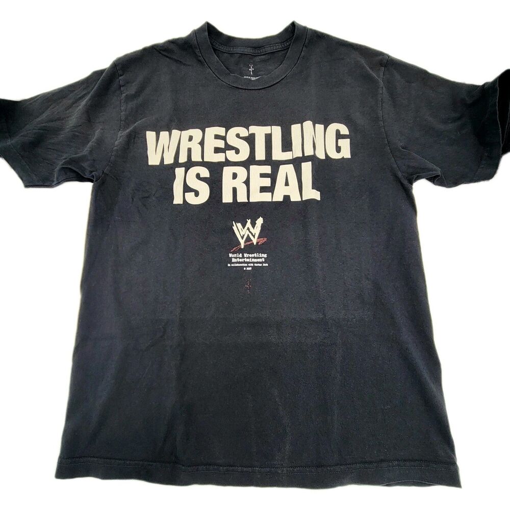 Authentic Travis Scott WWE WRESTLING IS REAL Shirt Cactus Jack Rock Cena LRG NEW